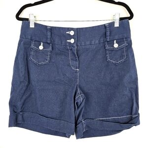 LL Bean Navy Blue White Stitched Shorts Women's Size‎ 12